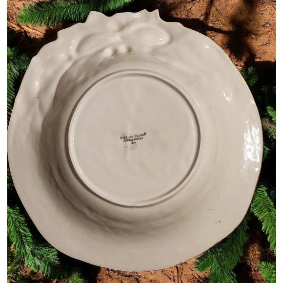 Fitz and Floyd Holiday Solstice 13 Inch Round Serving Bowl 2007 Vintage Nice - Picture 7 of 9